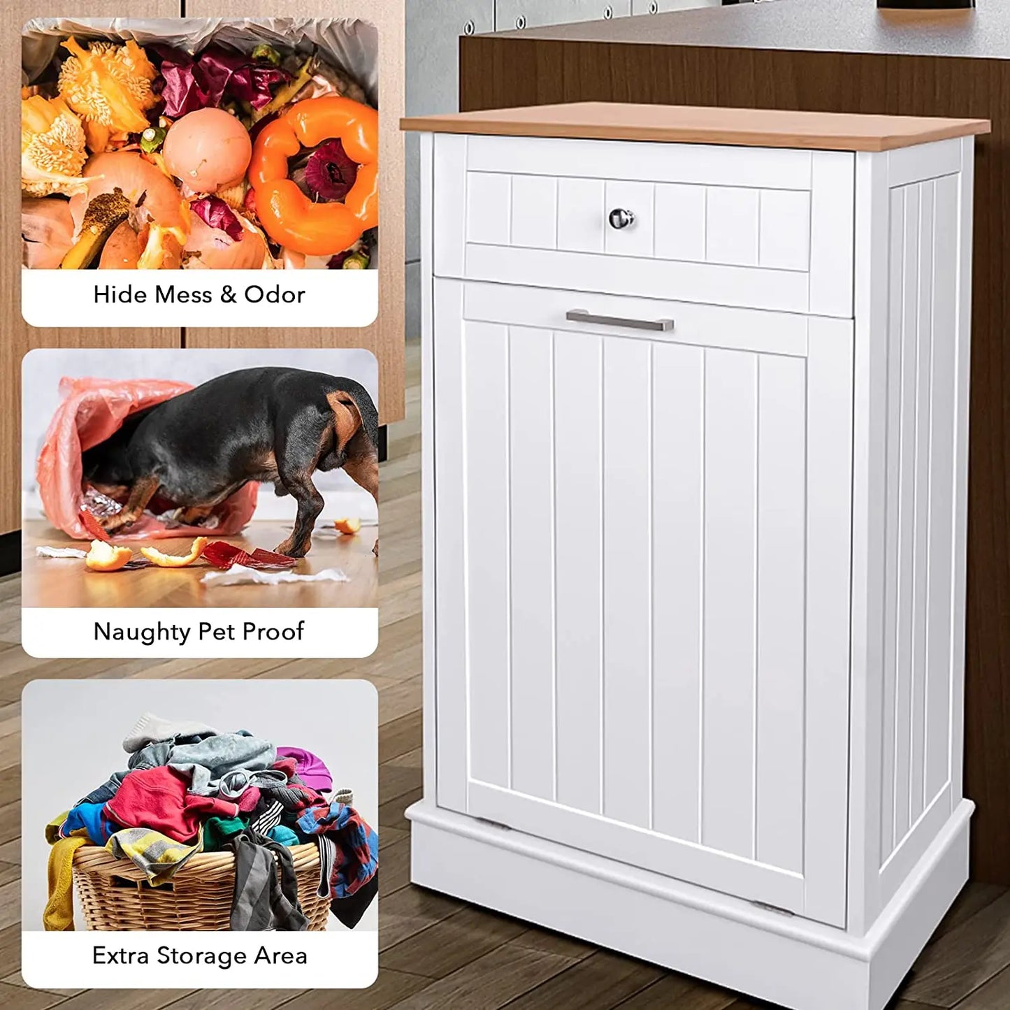 Single Trash Cabinet Tilt Out Freestanding