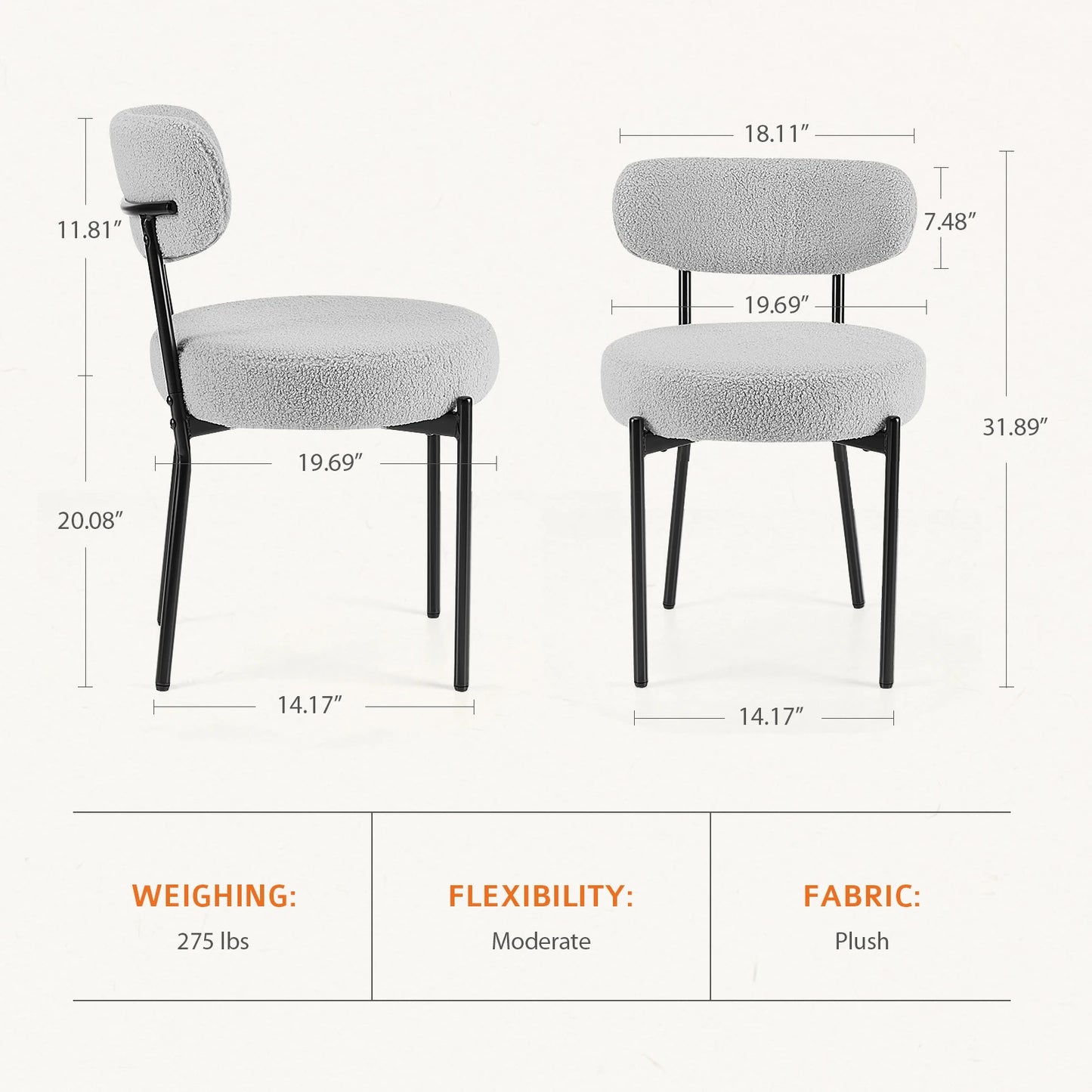 Ergonomic Round Dining Chairs (Set of 2)