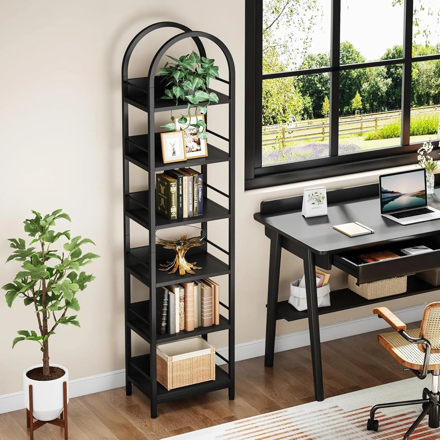 Arched 6‑Tier Bookcase