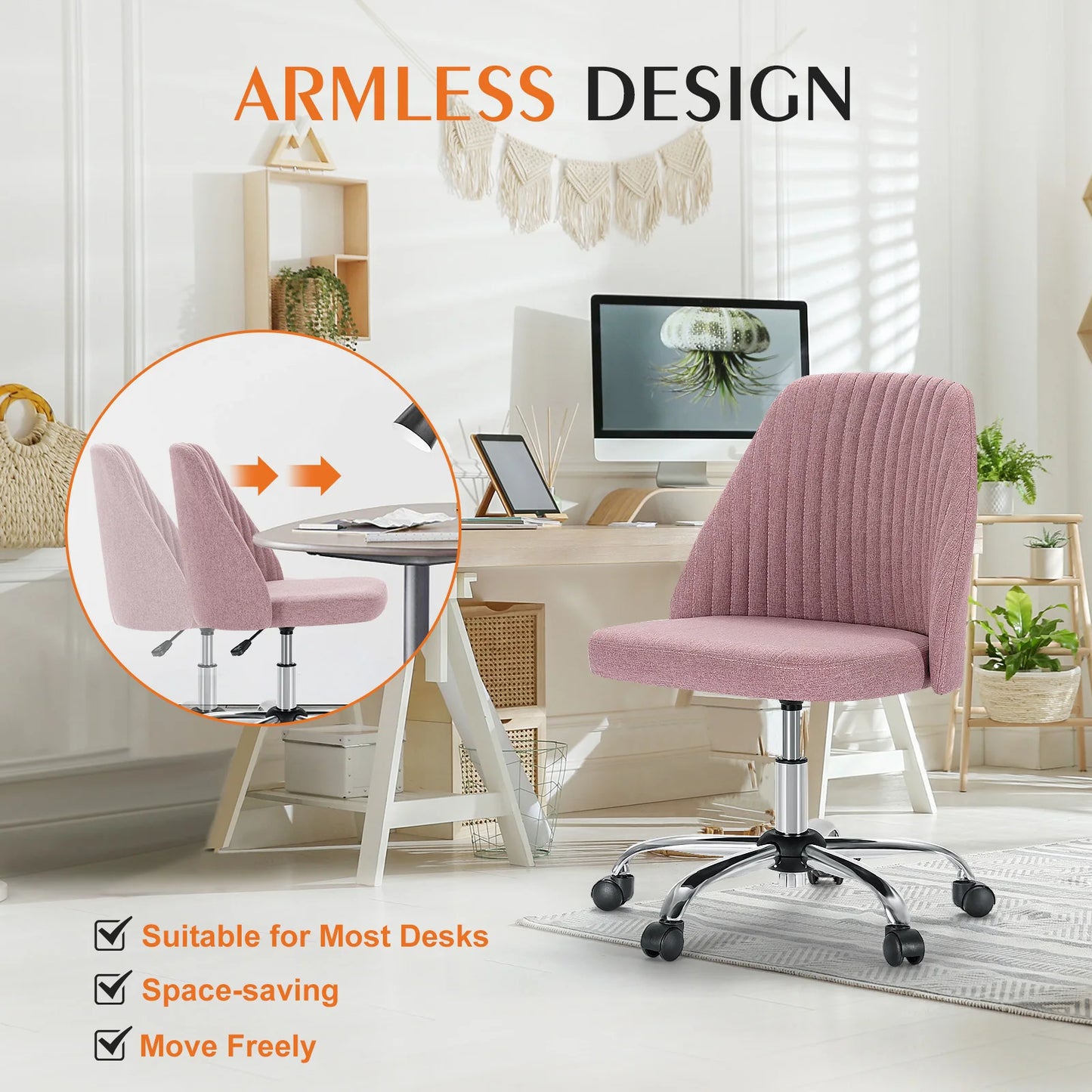 Armless Small Desk Chair