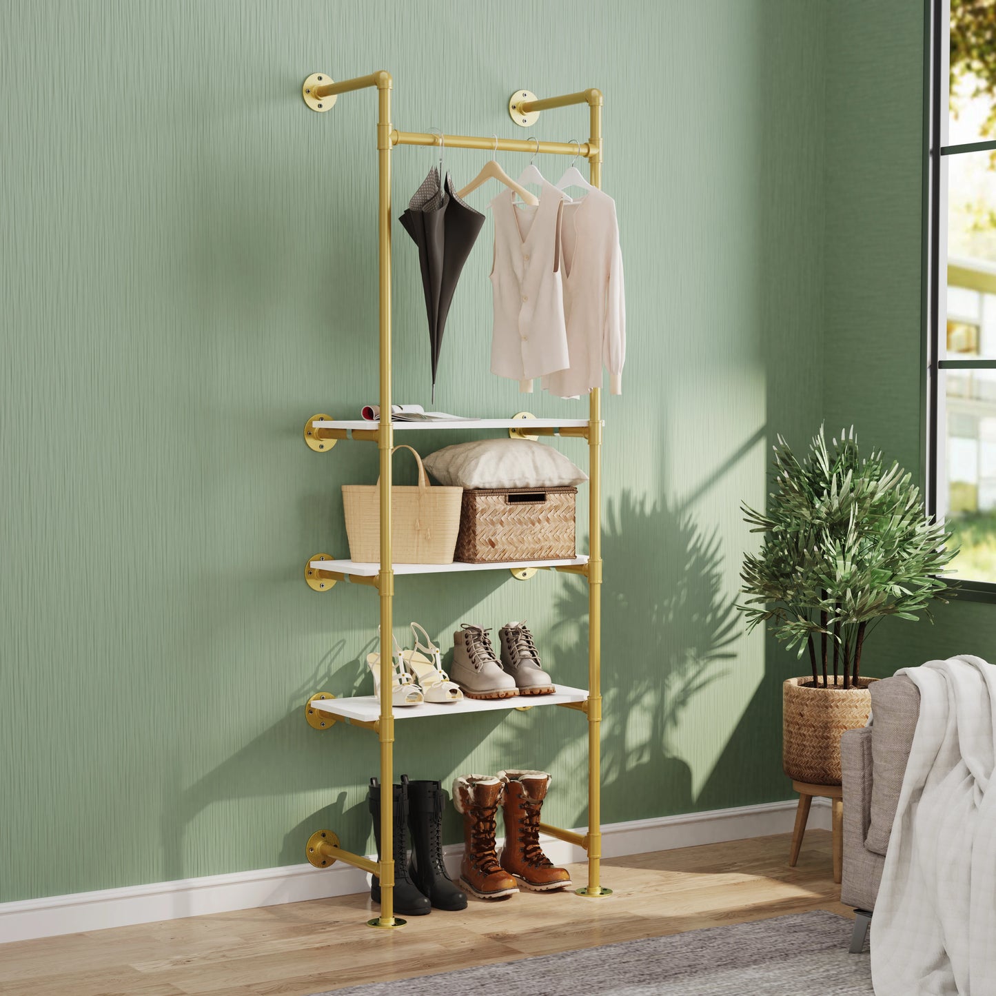 Industrial Pipe Wall Garment Rack