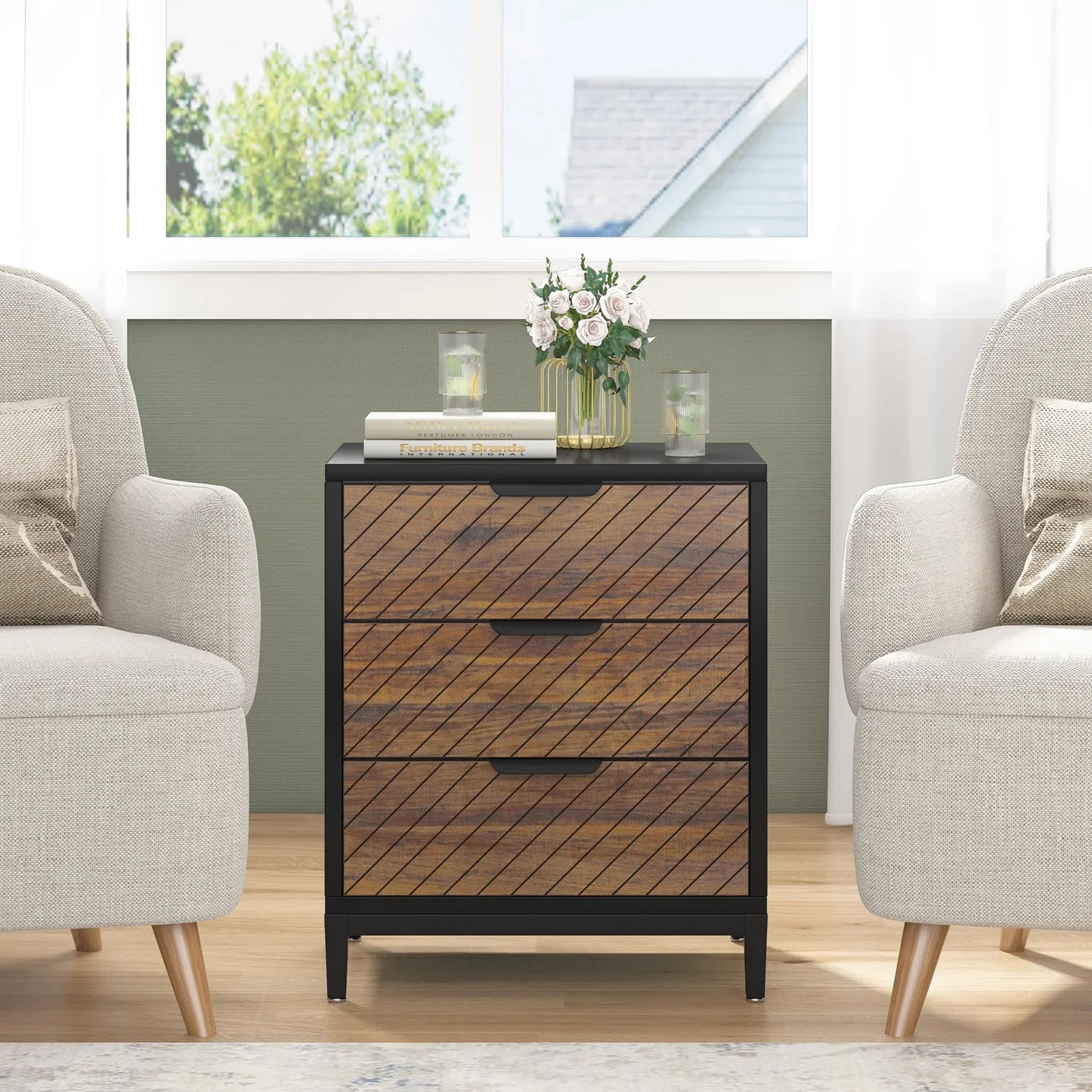White & Gold Nightstand