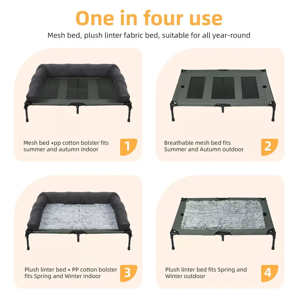 Outdoor Elevated Dog Bed with Bolster