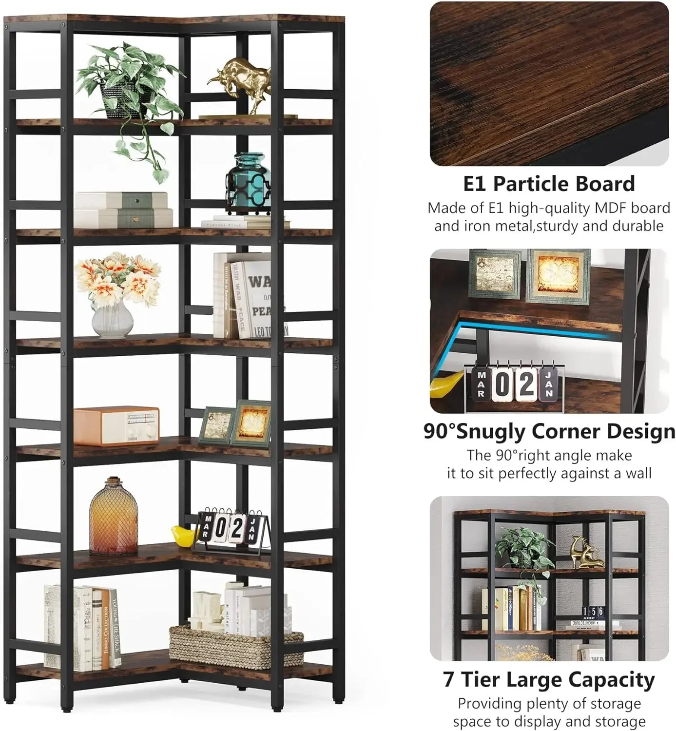 7‑Tier Corner Bookcase
