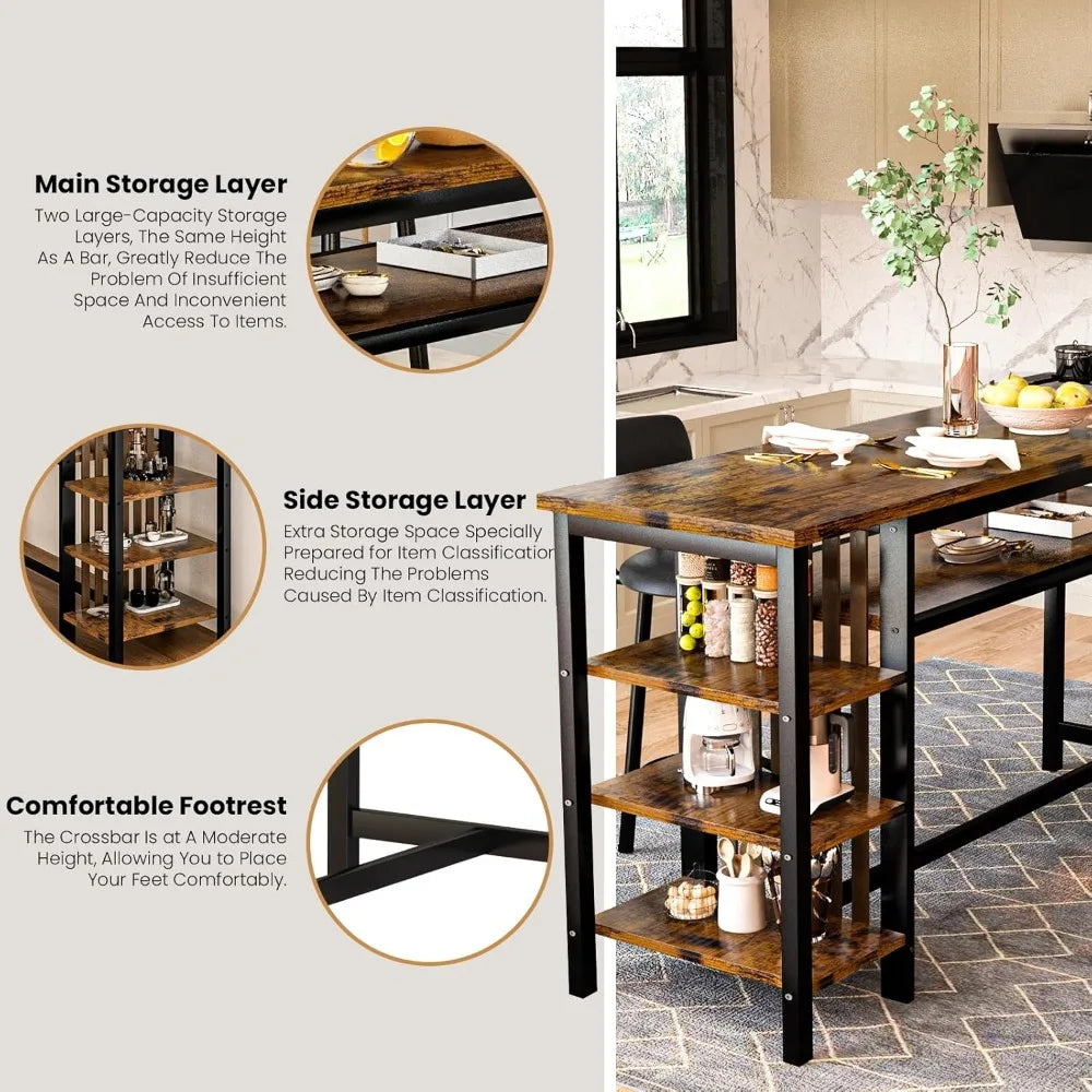 Rustic Bar Dining Set for 2