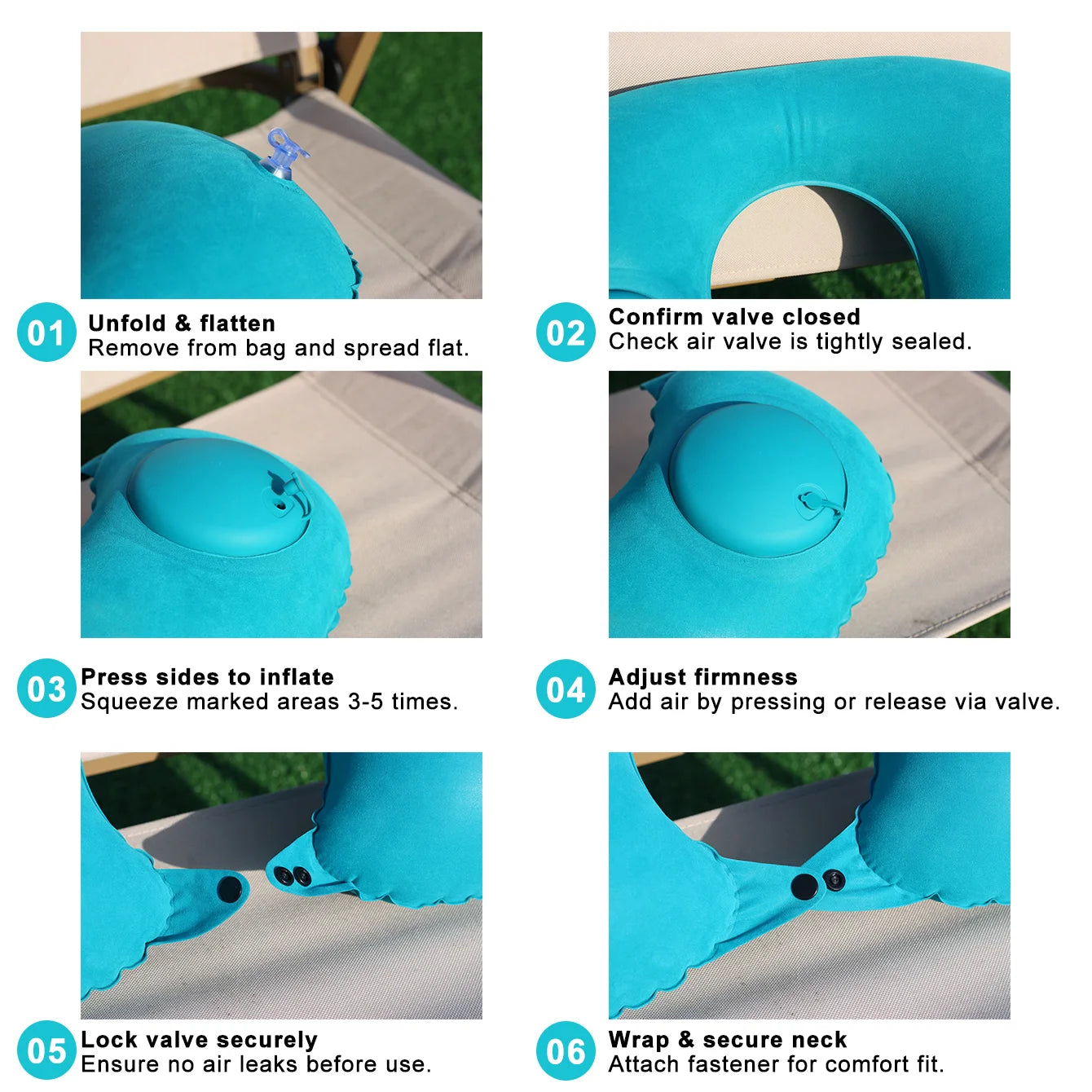 U-shaped inflatable neck pillow