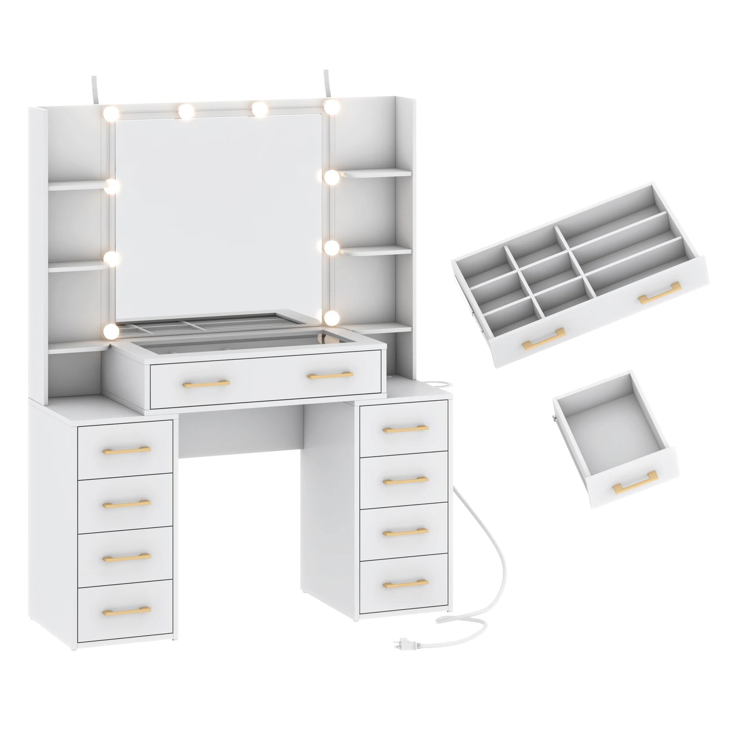 Large makeup table with 9 drawers