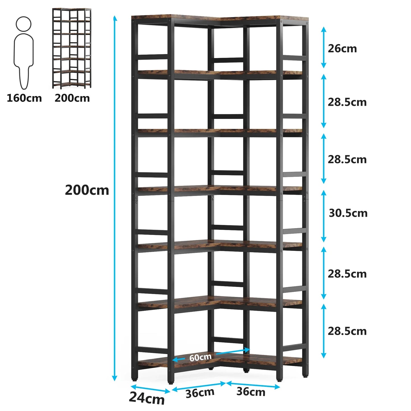 7‑Tier Corner Bookcase