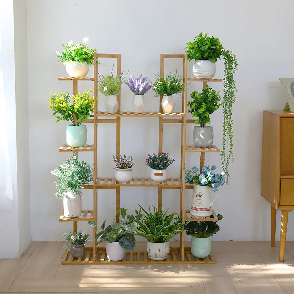 Nine-Tier Bamboo Plant Stand