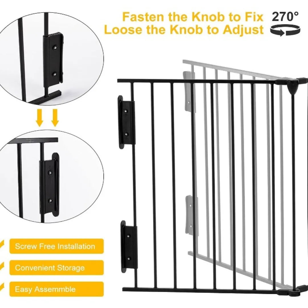 5-panel black metal security fence