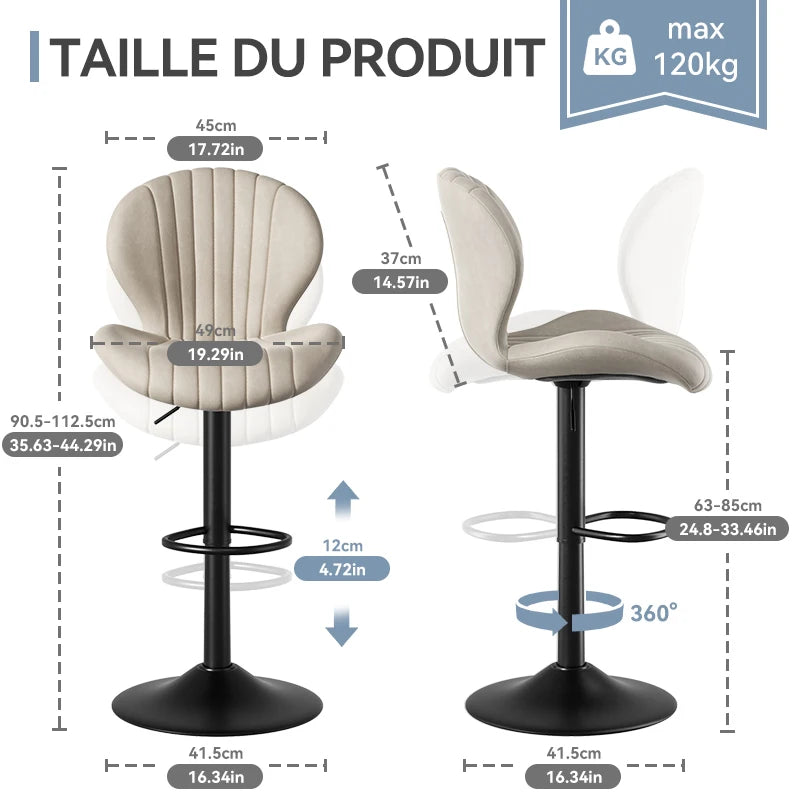 Adjustable Rotating Bar Chairs