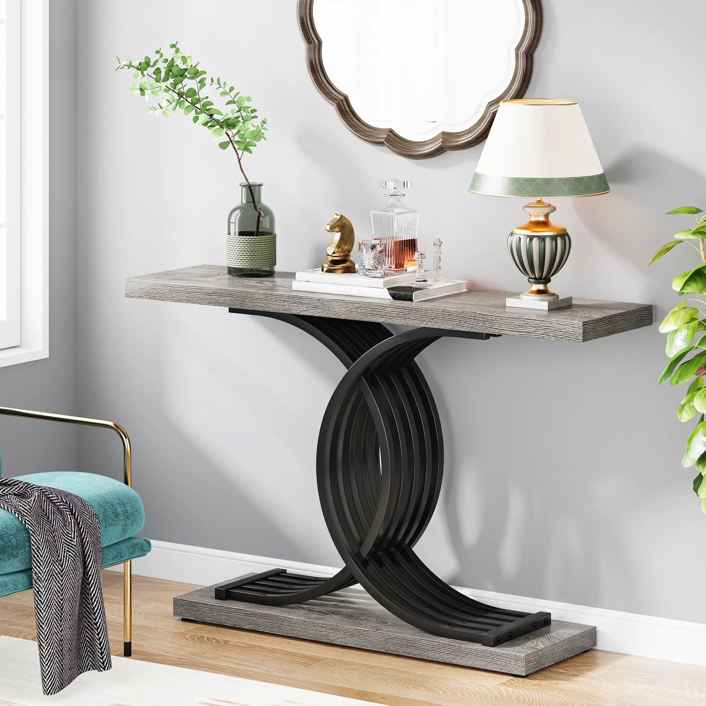 Gold Faux Marble Console
