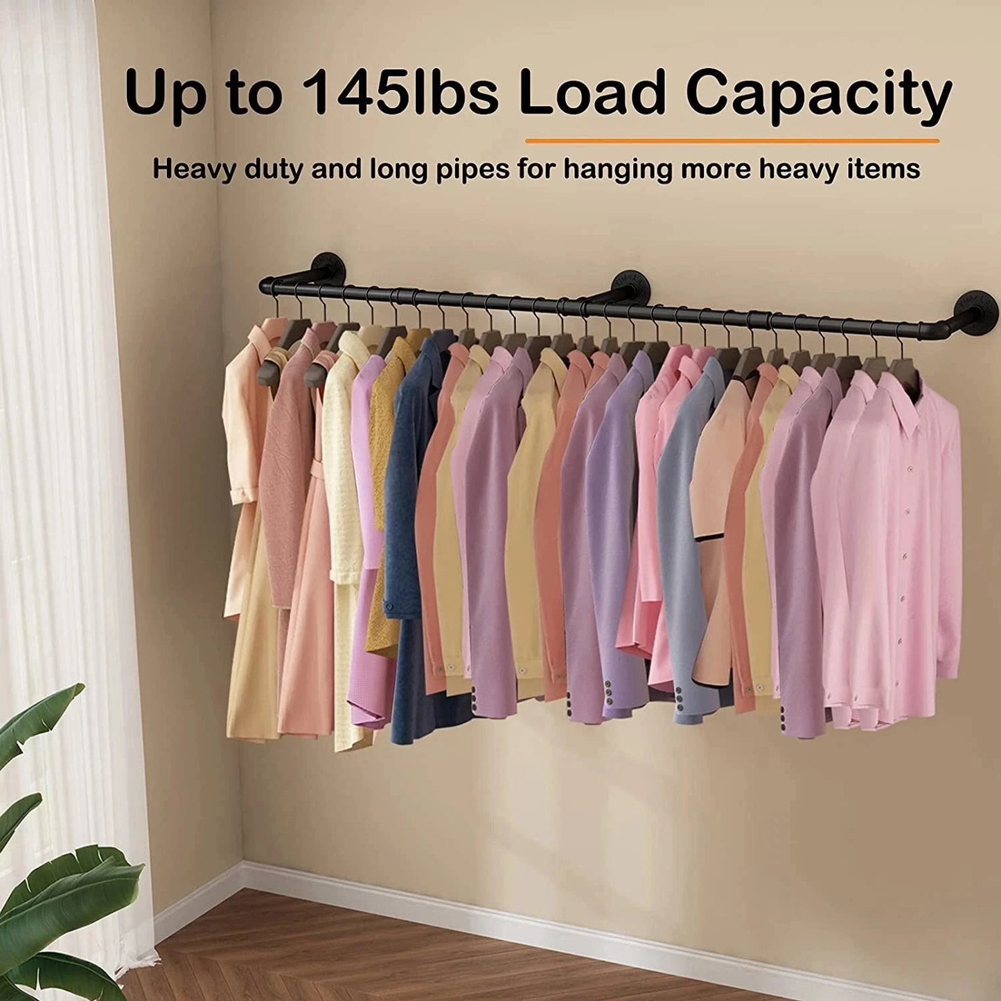 Industrial Wall Clothes Rack