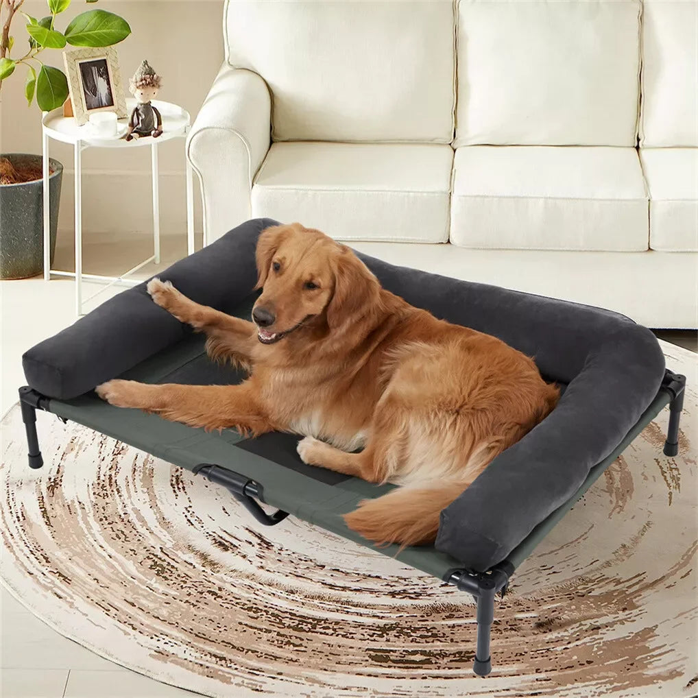 Outdoor Elevated Dog Bed with Bolster