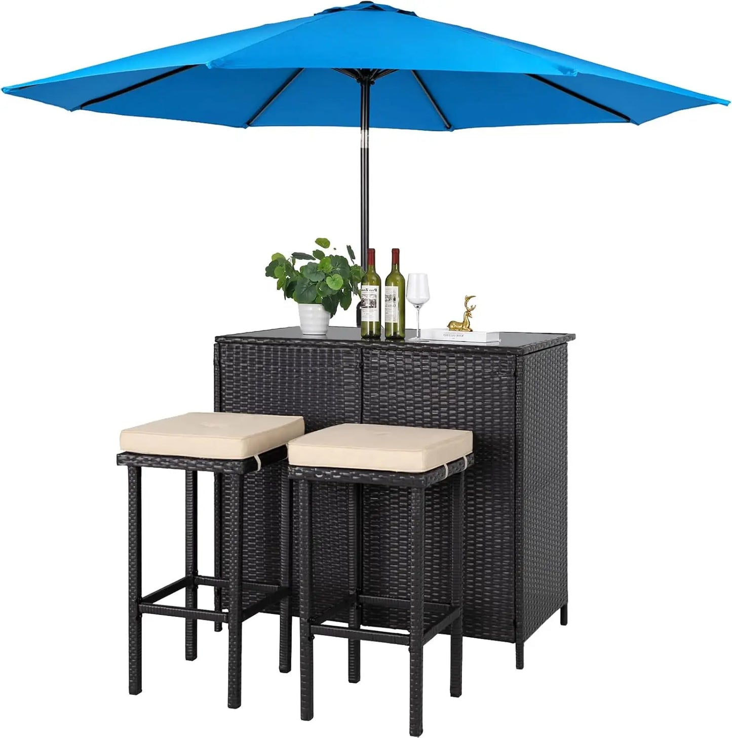 Wicker Patio Bar Set