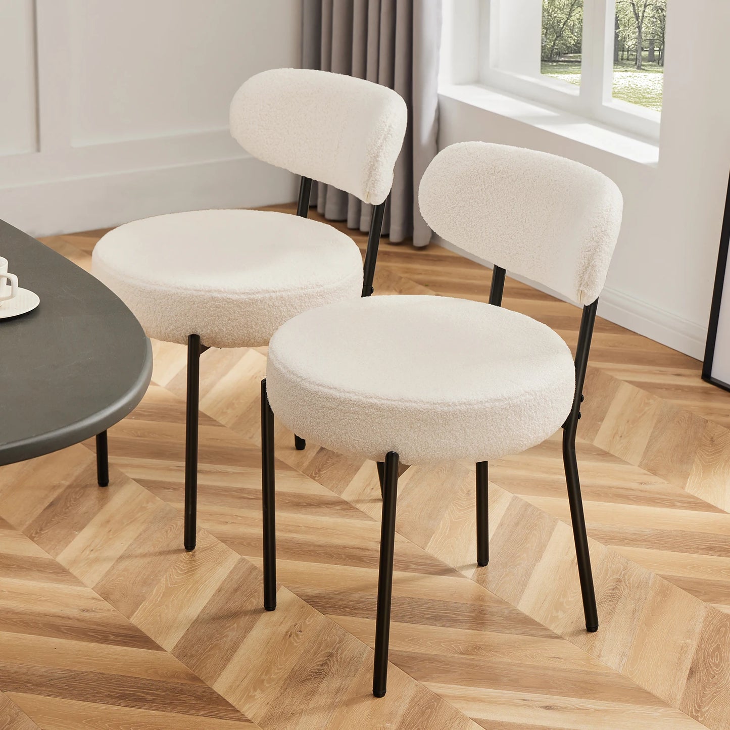 Ergonomic Round Dining Chairs (Set of 2)