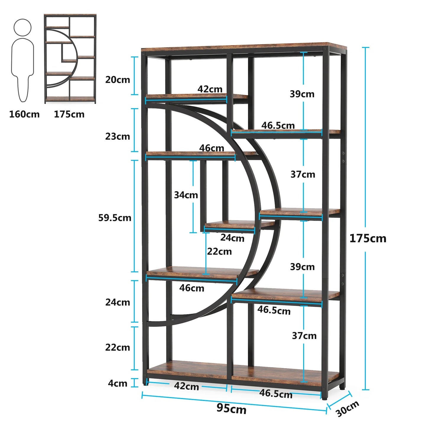 Half‑Moon Etagere Bookcase