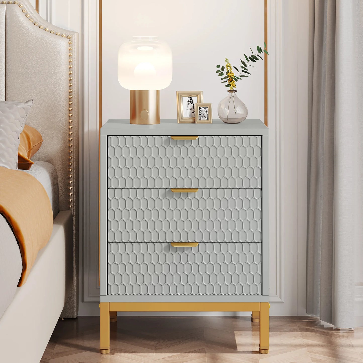 Hexagon 3-Drawer Nightstand