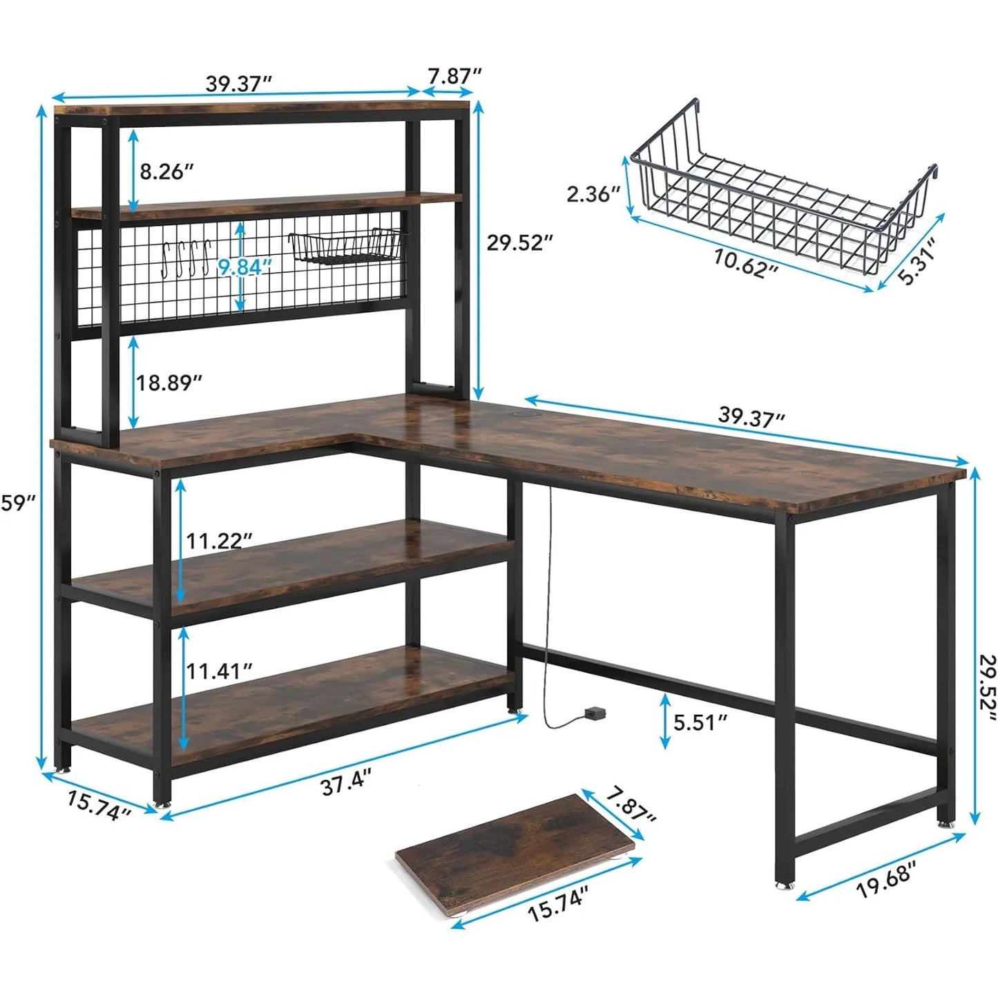 Wireless Charging L-Shape Desk