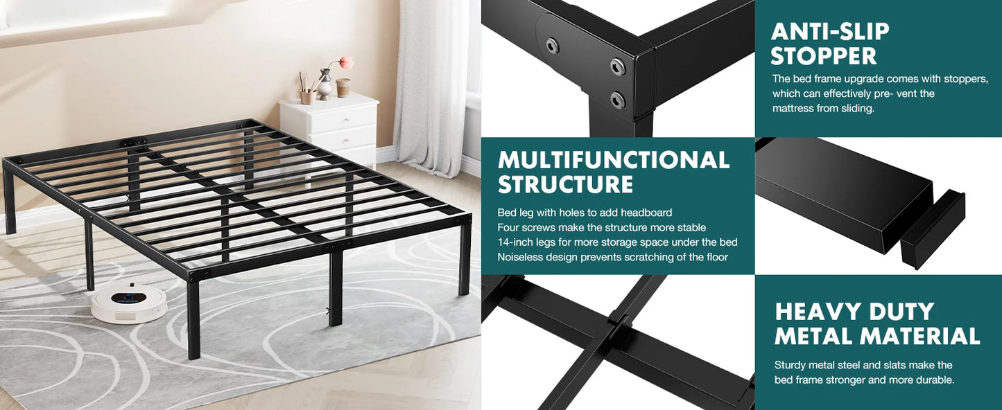 Metal Bed Frame with Storage Space