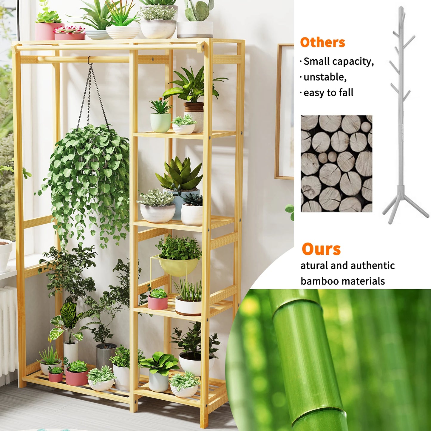 6-Tier Bamboo Closet Organizer Rack