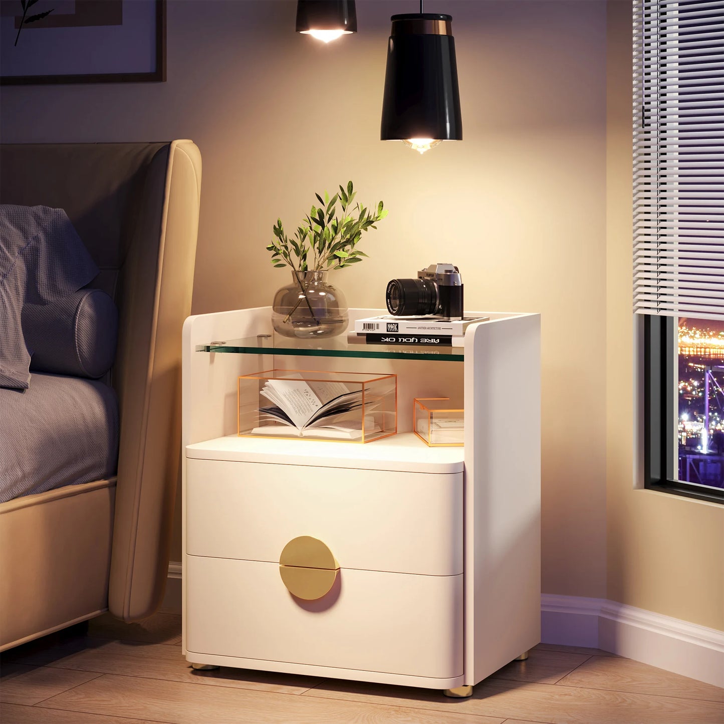 2-Drawer Modern Nightstand