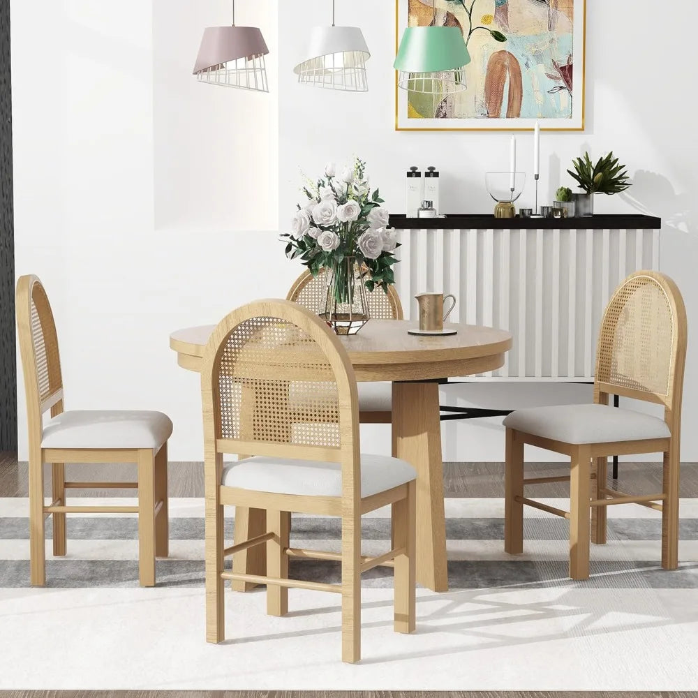 5-Piece Retro Dining Set with Extendable Table