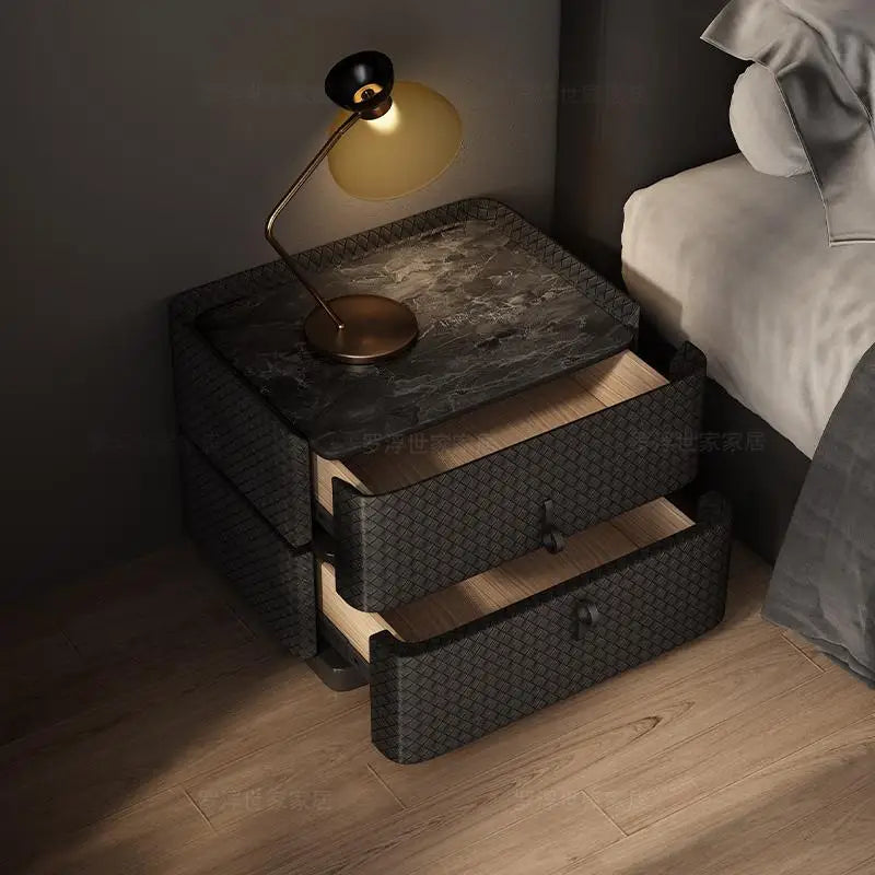 Black Aesthetic Nightstand Vintage Luxury Italian Drawers Bedside Table