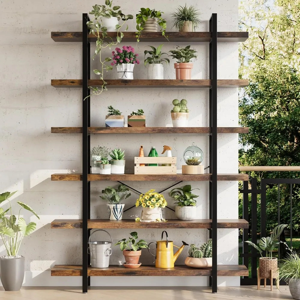 Industrial 6‑Tier Bookshelf