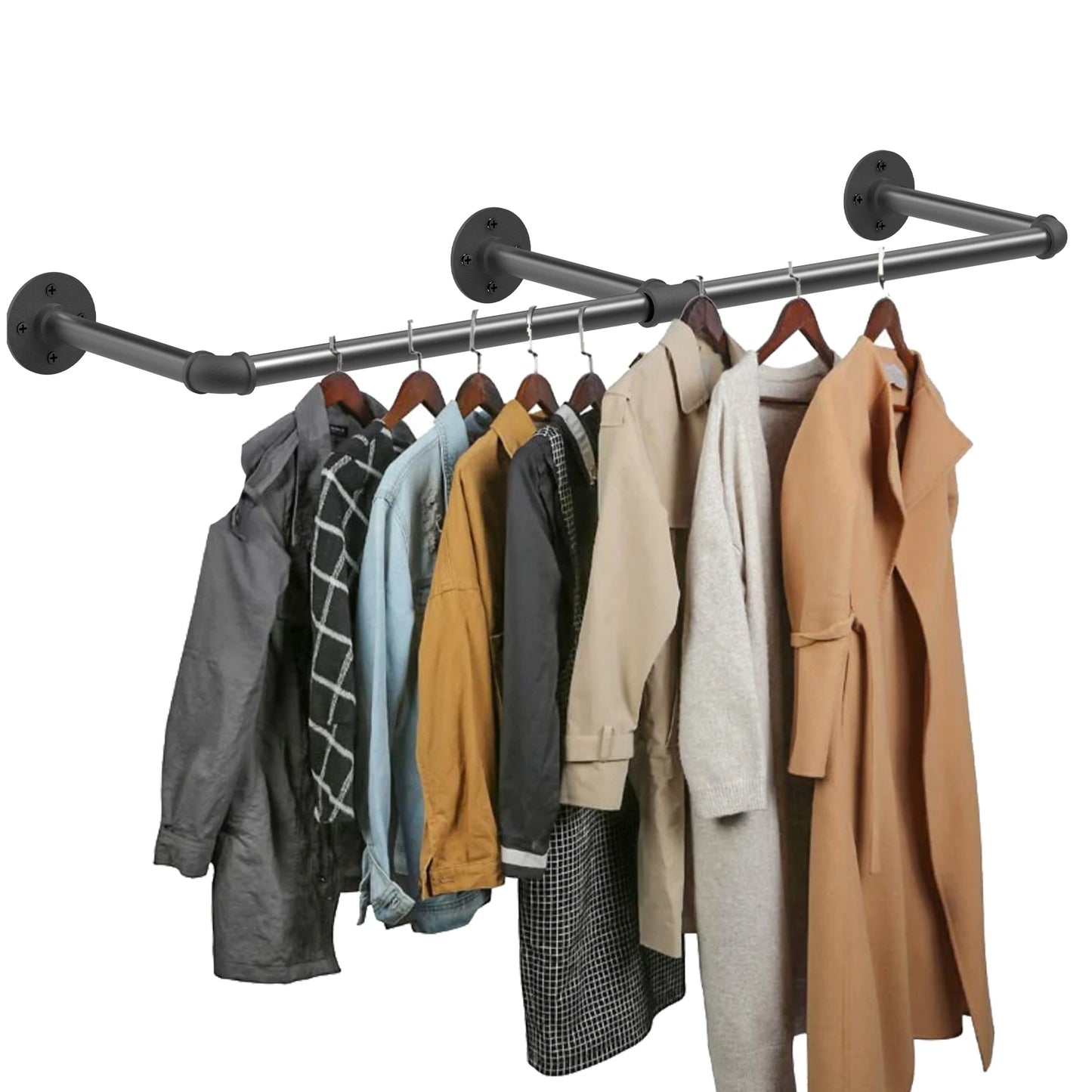 Industrial Pipe Wall-Mounted Clothing Rack