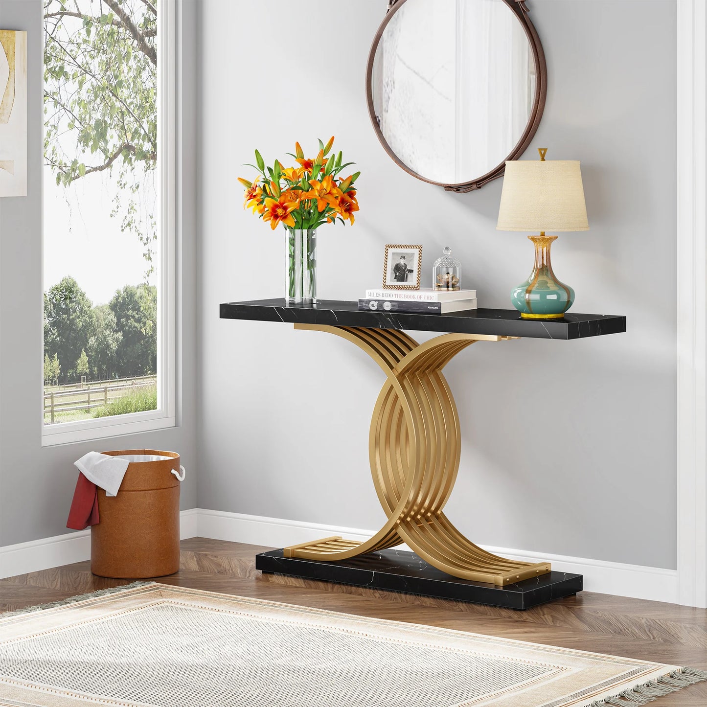 Gold Faux Marble Console