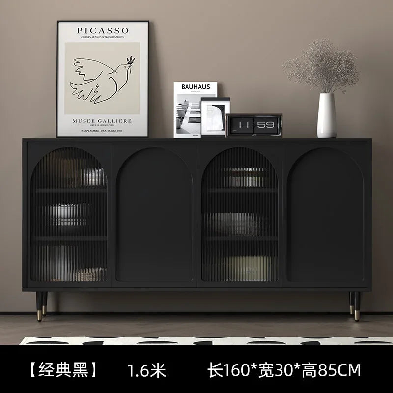 Black Luxury Dresser Cabinet – Minimalist Modern Storage with Hidden Handles and Sleek Drawers
