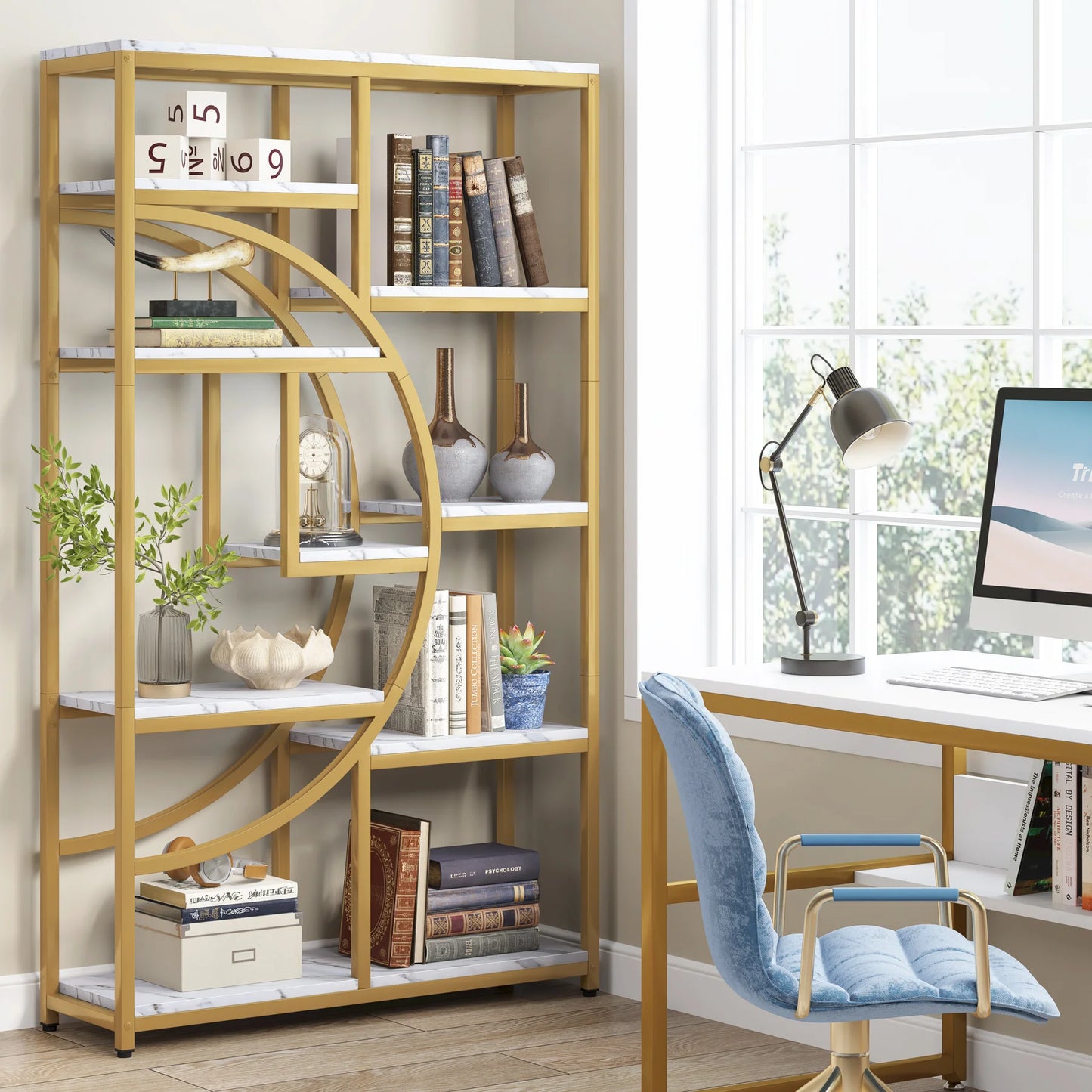 Gold Etagere Bookcase