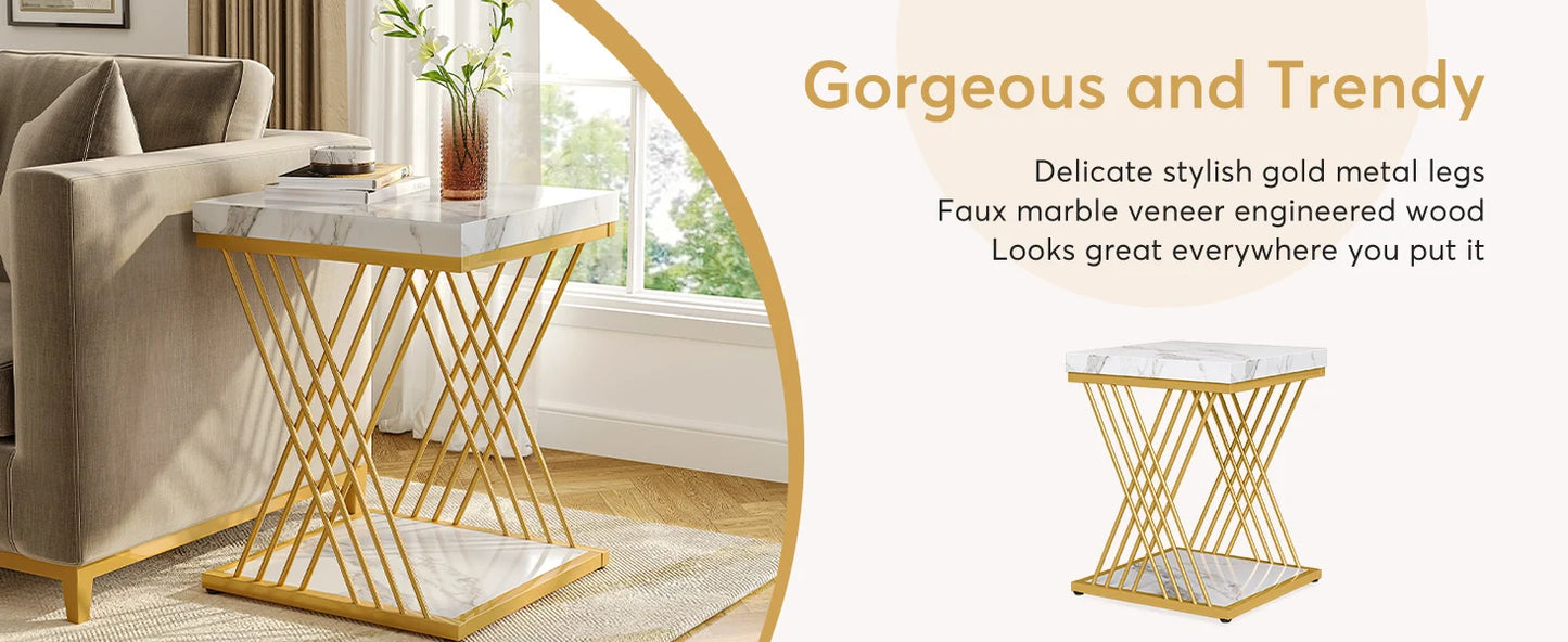 White Gold Side Table