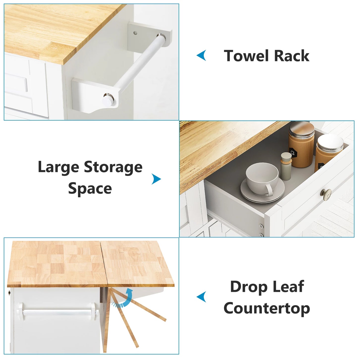 Rolling Kitchen Island with Drop Leaf