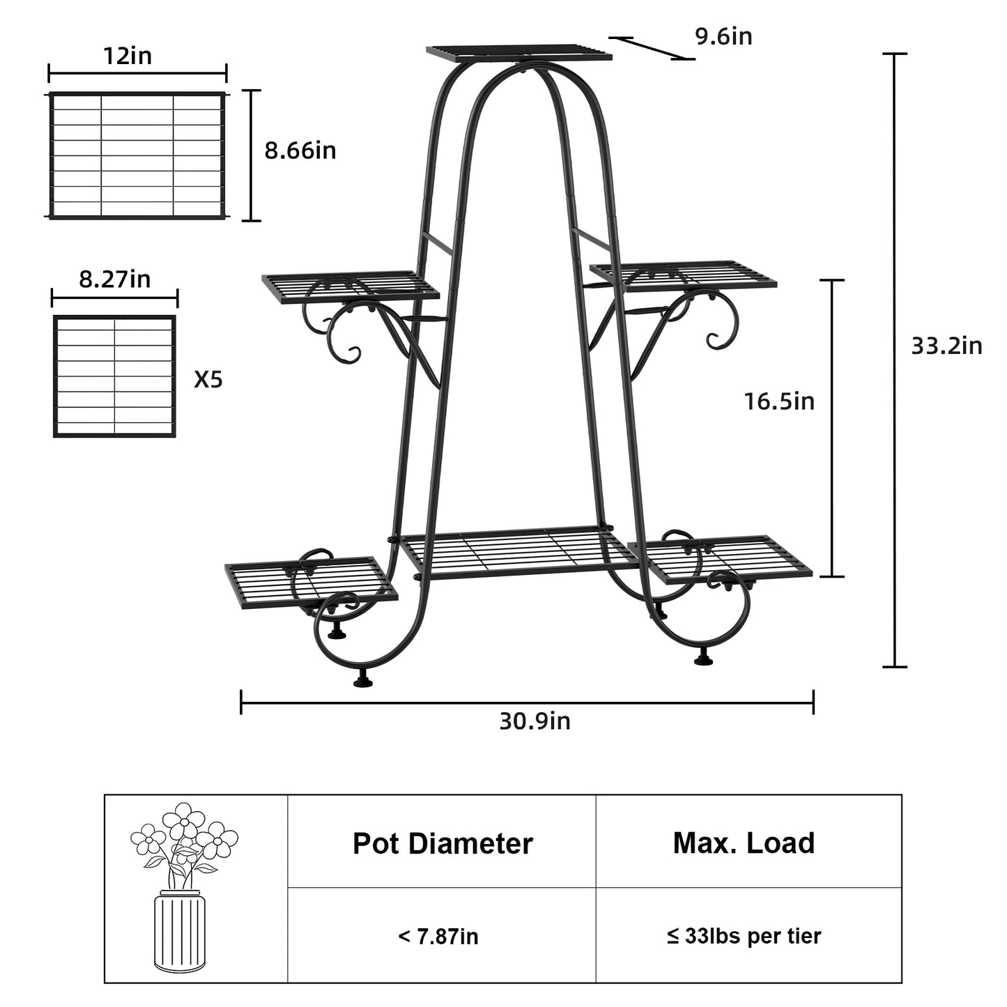 6-Tier Metal Plant Stand