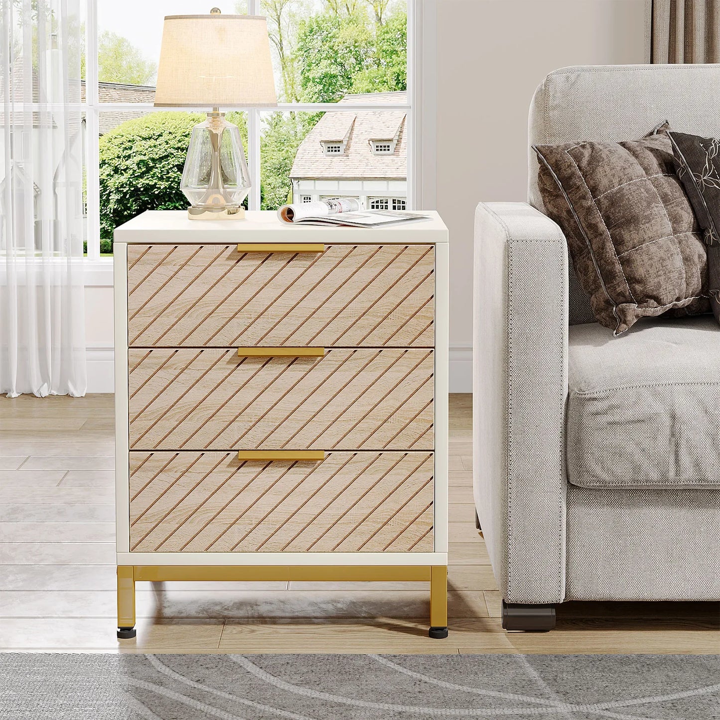 White & Gold Nightstand