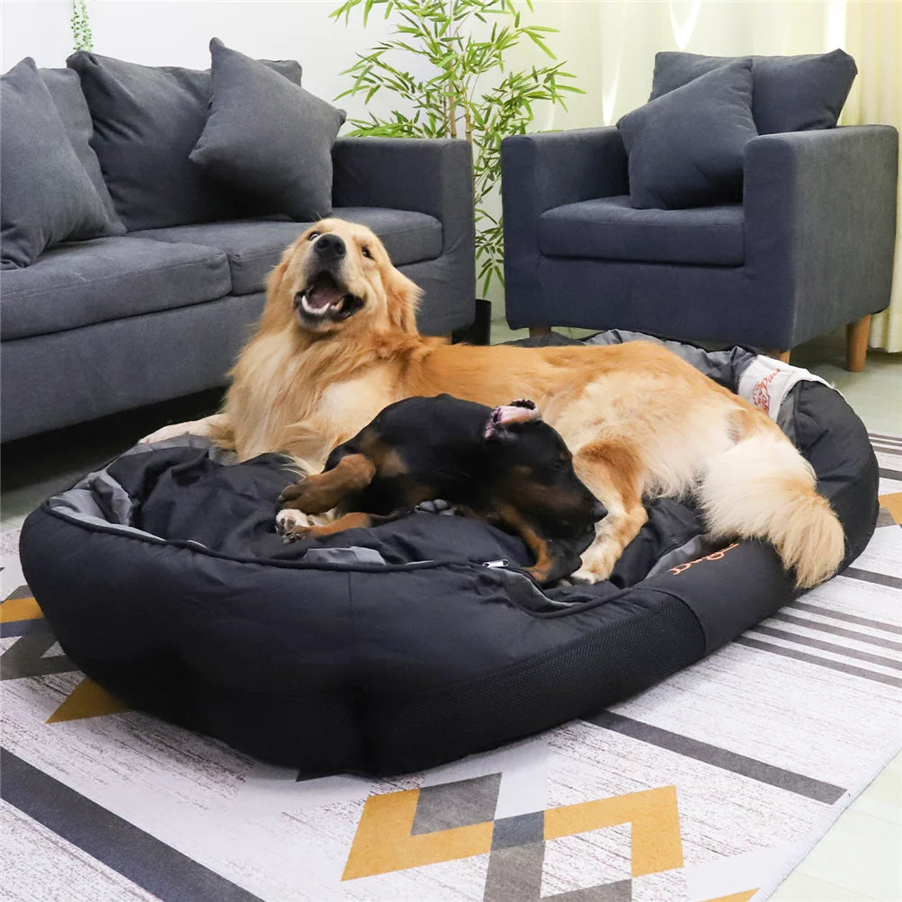 All-Season Oxford Dog Bed with Removable Cushion