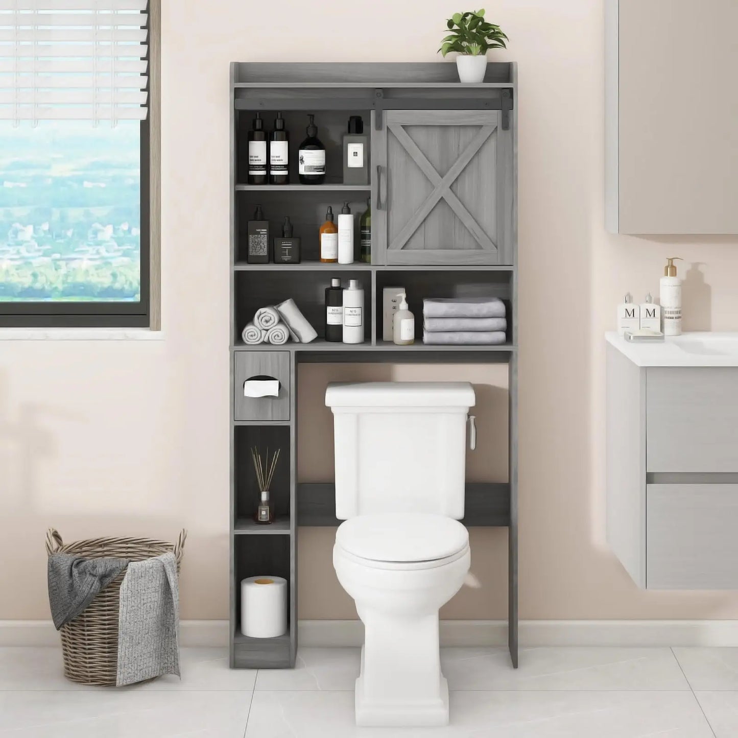 Wooden Over the Toilet Storage Cabinet