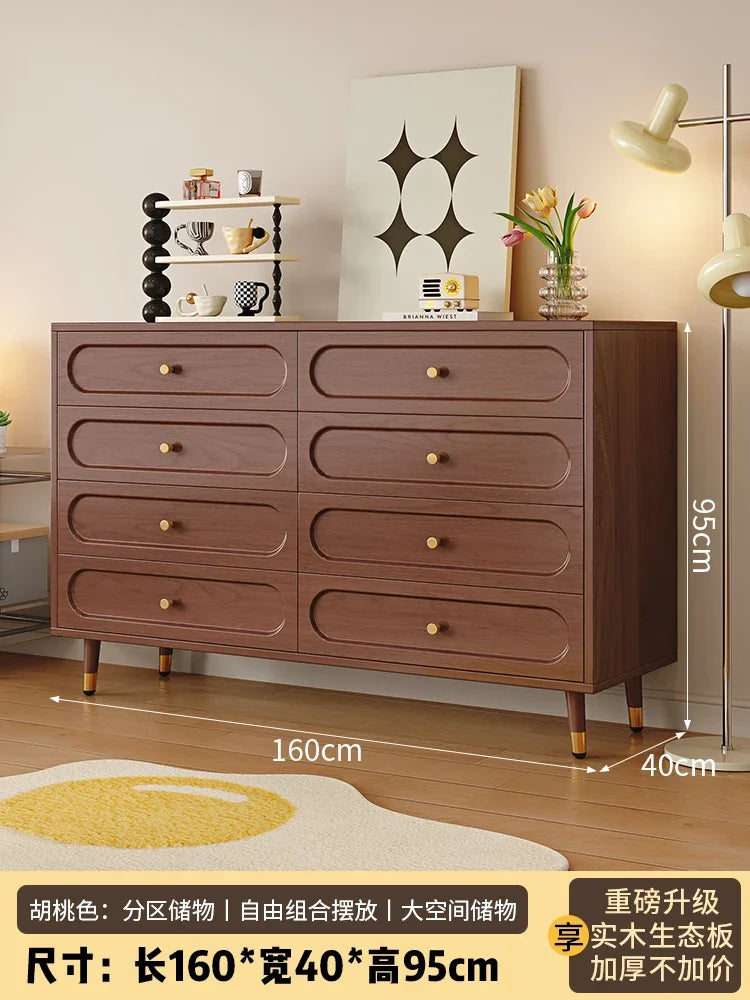 Modern Simple Dresser Cabinet – Minimalist Cream Hidden Storage with Stylish Handles