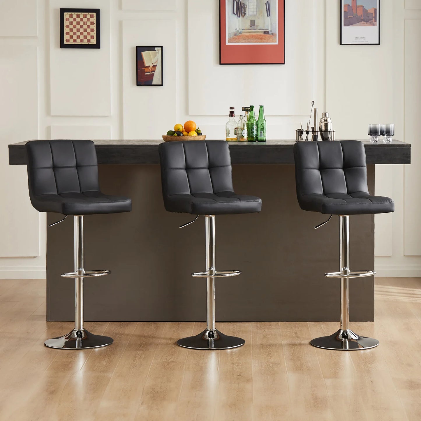 Leather Bar Stools Set of 2