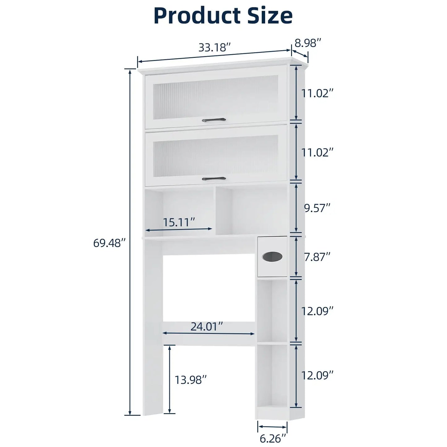 Over the Toilet Storage Cabinet with Glass Door
