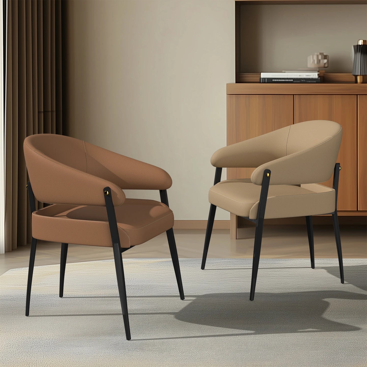 Set of 2 Leather Dining Chairs