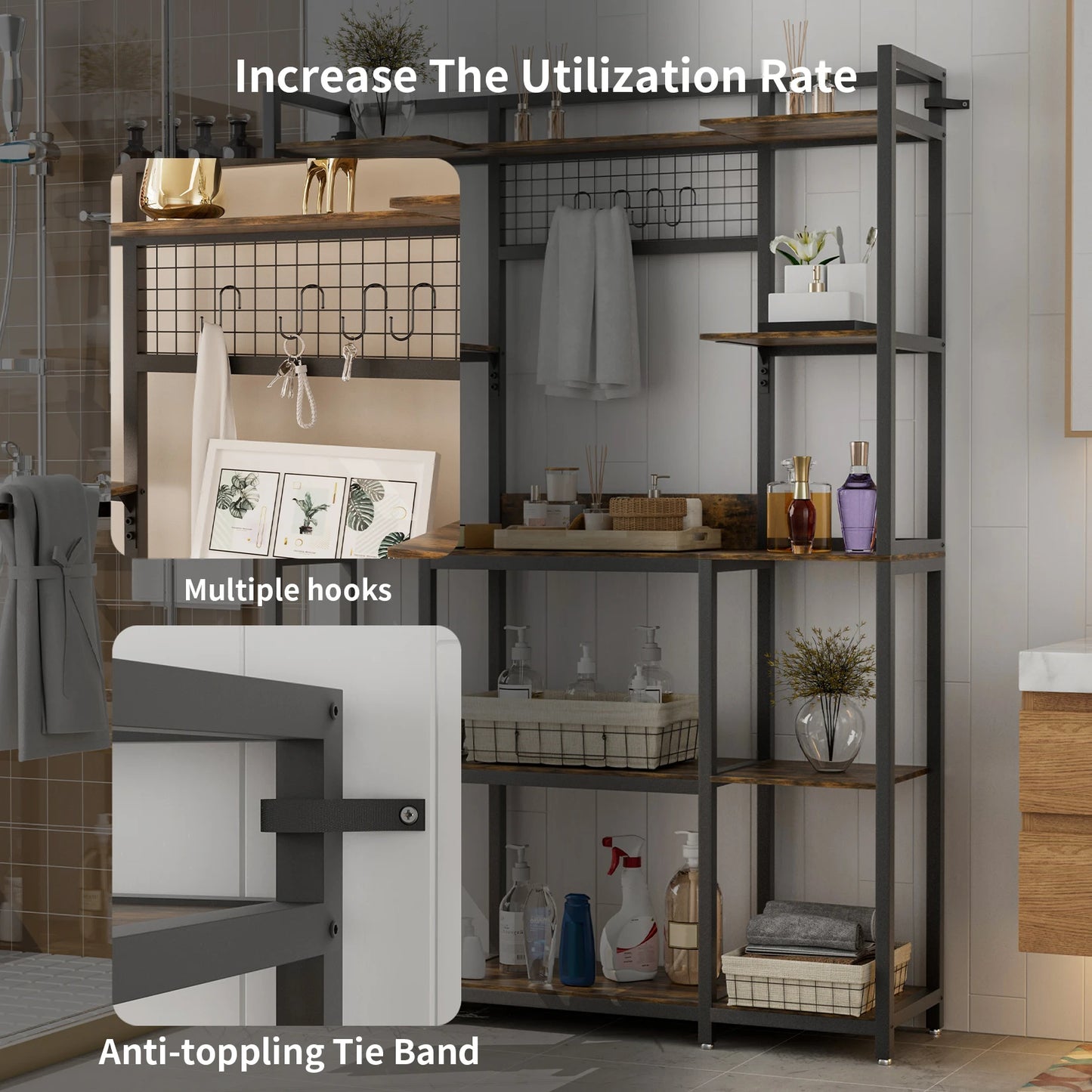 Industrial 5-Tier Bookshelf