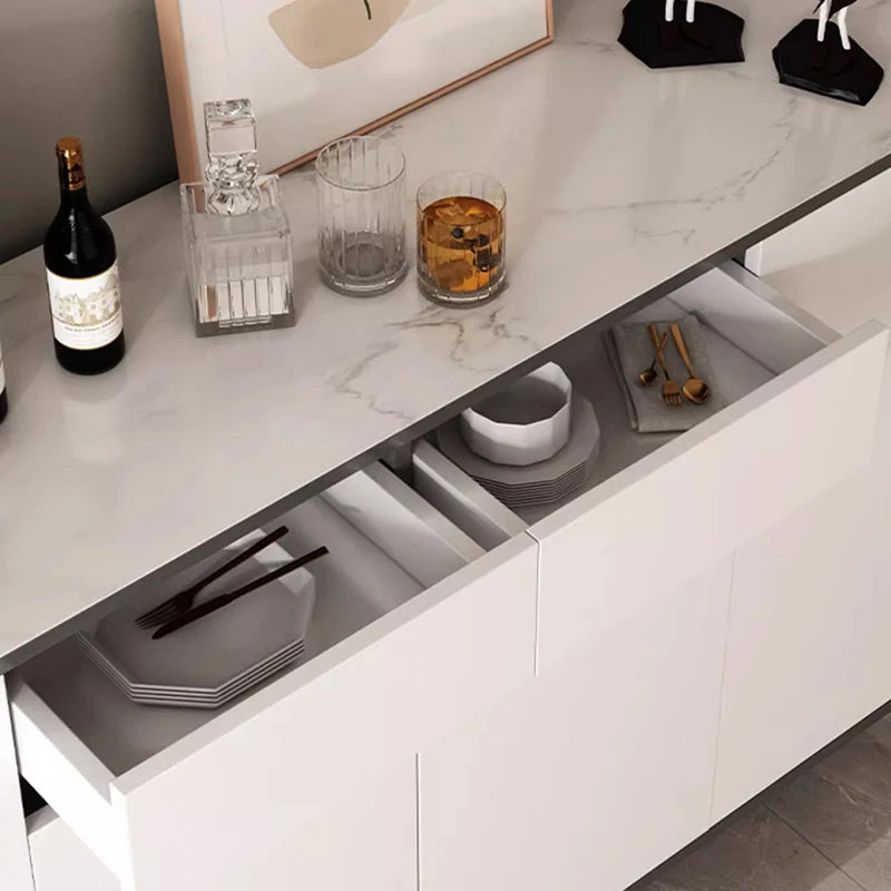 White Minimalist Cabinet – Hidden Drawers and Sleek Storage for Modern Living Spaces