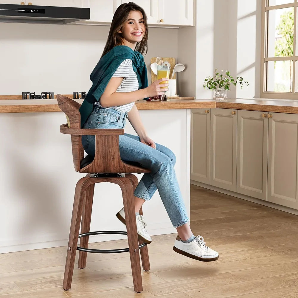 Rattan Mid-Century Bar Stools