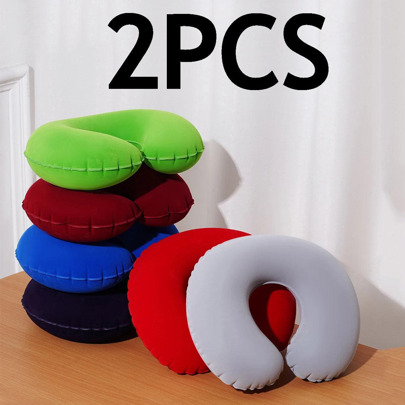 2Pcs inflatable U-shaped pillow