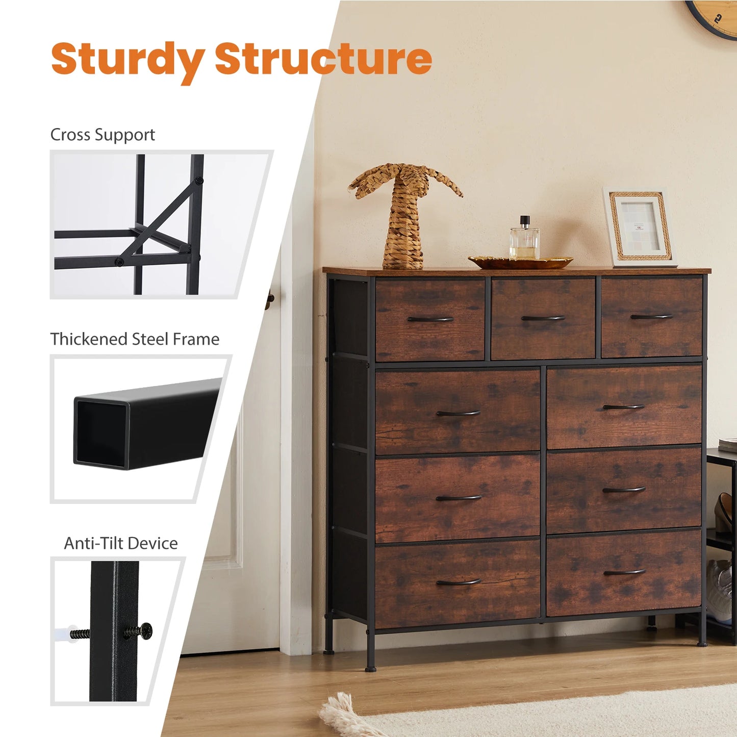 9 Drawer Fabric Dresser