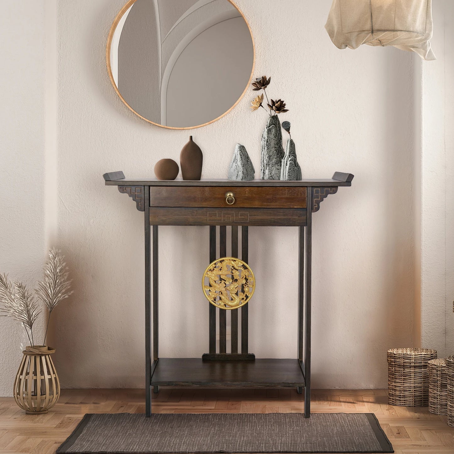 Rustic Bamboo Console Table
