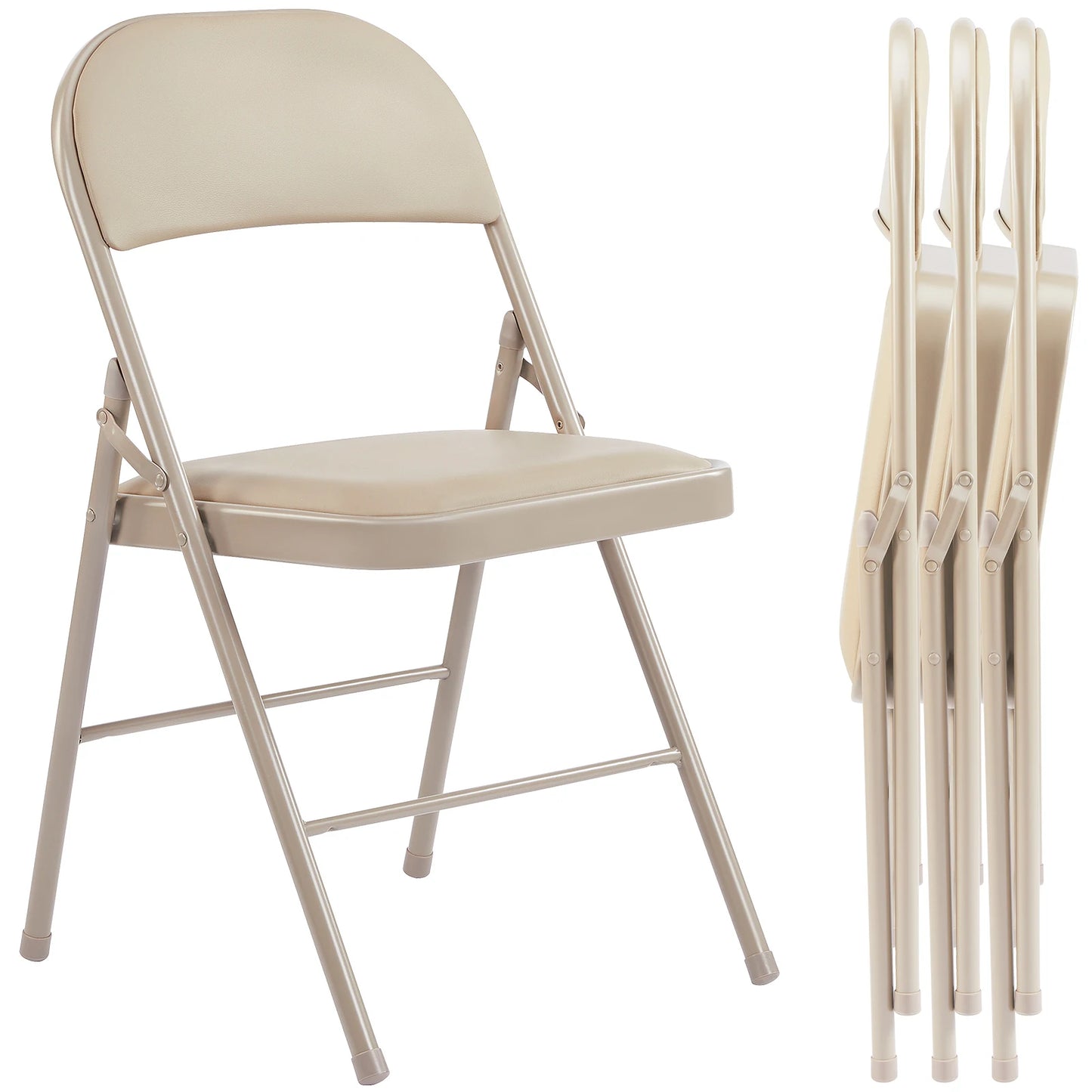 Leather Padded Folding Chairs (4-Pack)